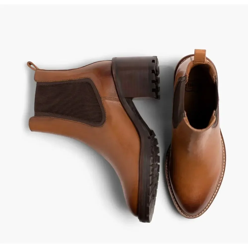 THURSDAY BOOT CO Knockout Heeled Leather Boots in Toffee Brown // 7 - Picture 2 of 13